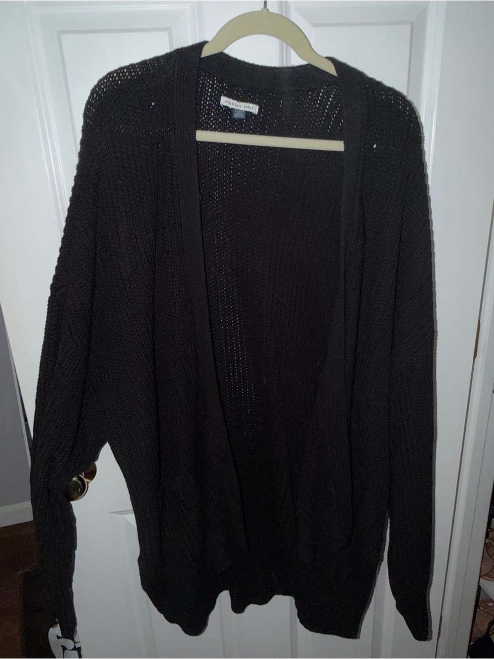 American Eagle Outfitters Black Open-Front Knit Cardigan